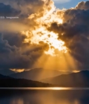  湖景日落自然风光1754#竖屏 	 