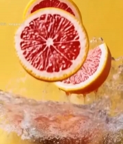  红心柚切片入水特写素材3078#竖屏 	 