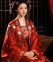  红衣古装女子端坐素材3479#竖屏 	 