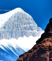  红崖雪山自然景观1670#竖屏 	 