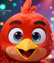  红色卡通小鸟形象素材5815#竖屏 	 