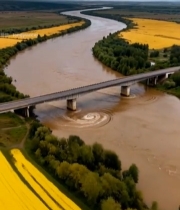  河流桥梁空中俯瞰全景430#竖屏 	 