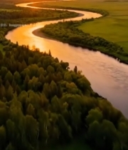  河流草原日落航拍素材4989#竖屏 	 