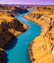  航拍峡谷河流自然风光6980#竖屏 	 