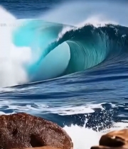  海洋中翻涌的巨大浪花4182#竖屏 	 