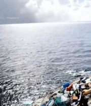  海洋上漂浮的垃圾群(1)3669#竖屏 	 