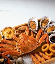  海鲜拼盘特写7182#竖屏 	 