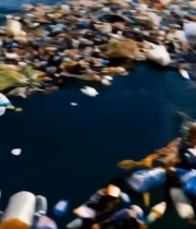  海洋表面漂浮垃圾景象2961#竖屏 	 