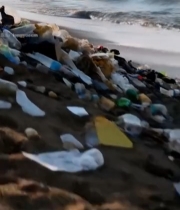  海滩上的塑料垃圾(2)6581#竖屏 	 