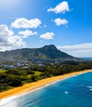  海滩山脉自然风光全景3726#竖屏 	 