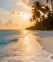  海滩日落海景5549#竖屏 	 