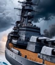  海上战舰破浪行驶画面2529#竖屏 	 