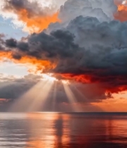  海上壮丽云霞与阳光景象23#竖屏 	 