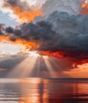  海上壮丽云霞与阳光景象23#竖屏 	 