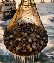  海上渔船捕捞海鲜场景6020#竖屏 	 