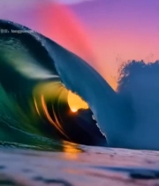  海上夕阳下的波浪素材4373#竖屏 	 