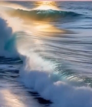  海上夕阳下的海浪景观375#竖屏 	 