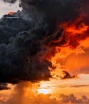  海上日落乌云景观50#竖屏 	 