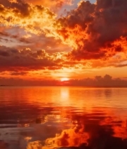  海上日落天空云彩景象1530#竖屏 	 