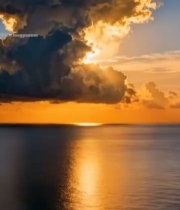  海上日落天空云彩景观90#竖屏 	 