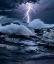  海上闪电风暴景象4838#竖屏 	 
