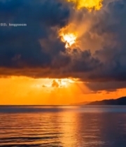  海上日落天空云彩景观(1)905#竖屏 	 