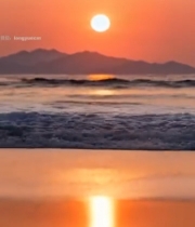  海上日落远景自然风光6727#竖屏 	 