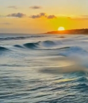  海上日落海浪风景素材6641#竖屏 	 