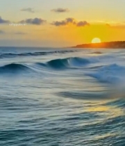  海上日落海浪风景素材6641#竖屏 	 