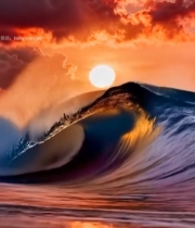  海上日落海浪风景(1)5050#竖屏 	 