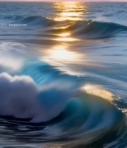  海上日落时分的海浪景观1205#竖屏 	 