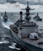  海上军舰编队航行素材1081#竖屏 	 