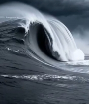  海上巨大波浪景观6437#竖屏 	 