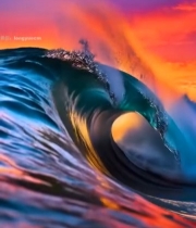  海上日落海浪特写3001#竖屏 	 