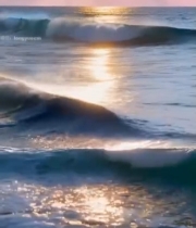  海上日出阳光照耀海浪3537#竖屏 	 