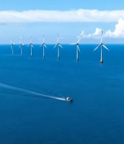  海上风力发电机组航拍素材3895#竖屏 	 
