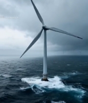  海上风力发电机特写素材1327#竖屏 	 