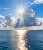  海面阳光穿透云层景象(1)6998#竖屏 	 
