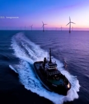  海上船只航行与风力发电场景6760#竖屏 	 