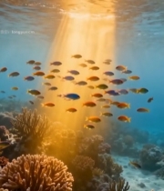  海底鱼群与珊瑚景观素材184#竖屏 	 