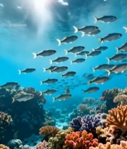  海底鱼群珊瑚礁全景4739#竖屏 	 