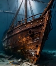  海底沉船景象素材4944#竖屏 	 