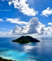  海岛海洋蓝天白云风景2288#竖屏 	 