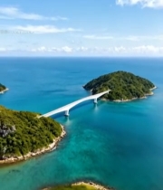  海岛间跨海大桥航拍全景6248#竖屏 	 