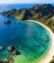  海岛沙滩自然风光全景6792#竖屏 	 