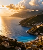  海边山村日落风光4444#竖屏 	 