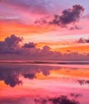  海边日落天空云霞倒影3467#竖屏 	 