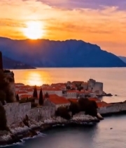  海滨小镇日落美景4215#竖屏 	 