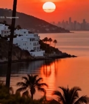  海滨日落风光7487#竖屏 	 