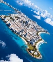  海岛城市高空俯瞰全景987#竖屏 	 